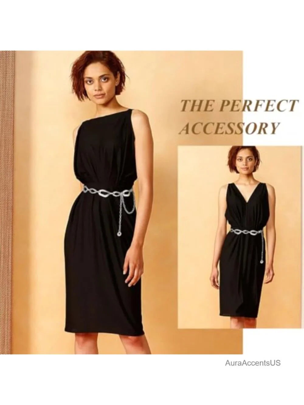 Chunky Alloy Chain Belt for Dresses with Irregular Link Design